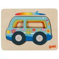 Goki Schichtenpuzzle Van 15 x 11 x 1.7 cm - Altersempfehlung ab: 2 Jahren - Material: Holz - Detailfarbe: Mehrfarbig