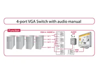 Delock VGA-Switchbox 4 Port mit Audio - Anzahl Eingänge: 4 × - Steckertyp Seite A: VGA - Anzahl Ausgänge: 1 × - Steckertyp Seite B: VGA - Material: Metall - Bedienungsart: Tasten