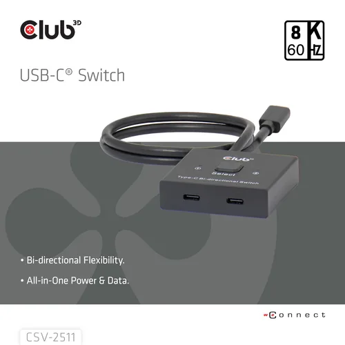 CLUB3D CSV-2511 répartiteur vidéo USB Type-C 2x DisplayPort