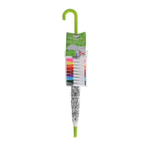 Esschert Design Bastelset Schirm Blumen zum Bemalen Grün/Weiss - Altersempfehlung ab: 36 Monaten - Set: Ja - Produktart: Bastelset
