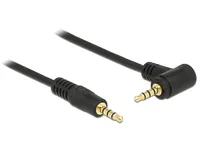 Delock Kabel Klinke 3,5 mm 4 Pin Stecker > Stecker gewinkelt 1 m schwarz