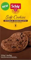 Dr.Schär Guetzli Soft Cookies Double Choc glutenfrei 210 g - Produkttyp: Schokolade - Nährwertangabe pro: 100 g - Energiegehalt (in kj): 1917 KJ - Energiegehalt (in kcal): 450 Kcal - Fett: 19 g - Gesättigte Fettsäuren: 12 g