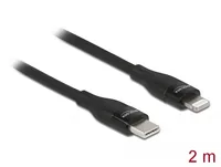 Delock USB-Kabel USB C - Lightning 2 m, Schwarz - Kabeltyp: Daten- und Ladekabel - Detailfarbe: Schwarz - USB Standard: 2.0 (480 Mbps) - Länge: 2 m - USB Anschluss 2 (Endgerät): Lightning - Geschlecht Anschluss 2 (Endgerät): Male (Stecker)
