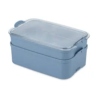 Koziol Lunchbox Stakk 2 l, Blau - Materialtyp: Biokunststoff - Unterteilungsmöglichkeit: Ja - Material: Biozirkulärer Kunststoff - Thermoplast - Set: Nein - Motiv: Ohne Motiv - Anwender: Büro - Erwachsene