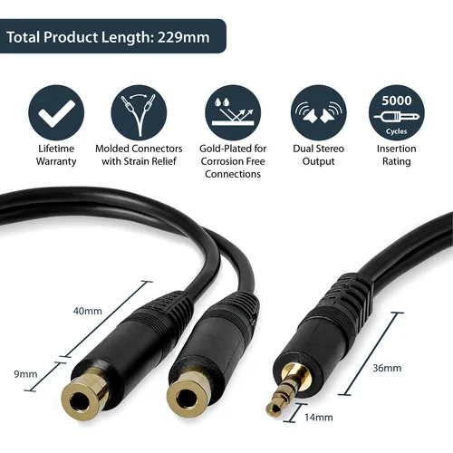 6IN STEREO SPLITTER CABLE .