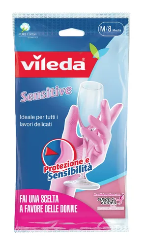 Vileda Einweghandschuh Der Feine Sensitive M 2 Stück - Grösse: M - Detailfarbe: Pink - Nachhaltigkeit: Nicht angegeben - Material: Baumwolle (CO) - Latex