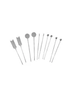 Gault Millau Glas mit Cocktailspiessen 10 Stück, Silber - Produkttyp: Cocktailrührer - Detailfarbe: Silber - Material: Edelstahl - Set: Ja