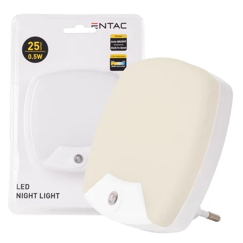 Entac Nachtlicht 0.5W quadrat. WW White Dämmerungssensor