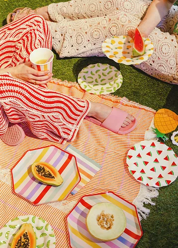 Partydeco Einwegteller Früchte 6 Stück - Produkttyp: Einwegteller - Materialtyp: Papier - Material: Papier - Pappe - Detailfarbe: Mehrfarbig