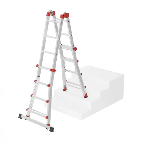 Hailo Teleskopleiter 4 x 4 Sprossen - Höhe: 365 cm - Belastbarkeit: 150 kg - Produkttyp: Anlegeleiter - Anzahl Stufen: 16 ×