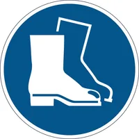 Diverse Symbol Fussschutz benutzen 43 cm, selbstklebend - Produktkategorie: Sicherheits-Markierungen - Detailfarbe: Weiss - Blau