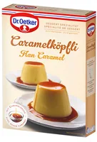 Dr.Oetker Caramelköpfli 208 g - Produkttyp: Dessertmischung - Nährwertangabe pro: 100 g - Energiegehalt (in kj): 794 - Energiegehalt (in kcal): 190 - Fett: 11.4 - Gesättigte Fettsäuren: 6.5