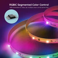 Govee LED Stripe Basic, 5 m, RGBIC, Wi-Fi + Bluetooth - Lampensockel: LED fest verbaut - Farbtemperatur Kelvin: Keine Angabe - Aussenanwendung: Nein - Gesamtleistung: 12 W - Leuchten Kategorie: LED Stripe - Lichtfarbe: RGBIC - farbig (IC-Chip)