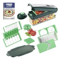 Genius Gemüseschneider Genius Nicer Dicer Exklusive 15-teilig, Grün - Anwendungszweck: Gemüse  - Detailfarbe: Grün - Anzahl Teile: 15 Teile - Spülmaschinenfest: Ja - Set: Ja - Verarbeitungsart: Dicke Scheiben - Dünne Scheiben - Stifte - Würfel