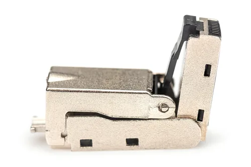 DIGITUS CAT 6A Feldstecker abwinkelbar,  STP mit Staubschutzkappe, Knickschutz