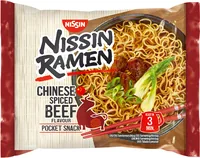 Nissin Food Ramen China Beef 10x 67 g - Produkttyp: Nudeln - Nährwertangabe pro: 100 g - Energiegehalt (in kj): 378 KJ - Energiegehalt (in kcal): 90 Kcal - Fett: 3.9 g - Davon gesättigte Fettsäuren: 1.8 g