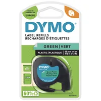 DYMO Beschriftungsband LetraTag Schwarz auf Grün - Länge: 4 m - Schriftfarbe: Schwarz - Material: Textil - Bandfarbe: Grün - Materialeigenschaften: Keine - Breite: 12 mm