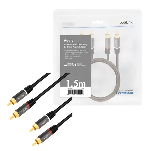 Logilink Audiokabel 2x Cinch -> 2x Cinch RCA 1.5m, black