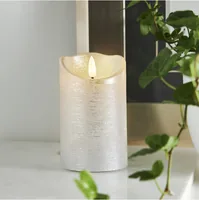 Star Trading LED-Kerze Flamme Rustic, Ø 7.5 x 12.5 cm, Silber - Betriebsart: Batteriebetrieb - Fernbedienung: Nein - Aussenanwendung: Nein - Höhe: 12.5 cm - Timerfunktion: Ja - Set: Nein