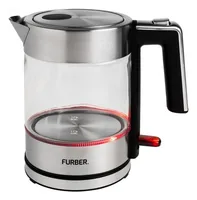FURBER Wasserkocher Vetro 1 l, Silber/Transparent - Detailfarbe: Transparent - Silber - Leistungsaufnahme Betrieb: 1850 W - Füllmenge: 1 l - Ausstattung: Kalkfilter - Beleuchteter Ein-/Ausschalter - Überhitzungsschutz