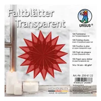 URSUS Faltblätter Origami 14 x 14 cm, 42 g/m², 100 Blatt - Papierformat: 14 x 14 cm - Selbstklebend: Nein - Papierfarbe: Rot - Transparent - Papiertyp: Designpapier - Mediengewicht: 42 g/m² - Verpackungseinheit: 50 Stück