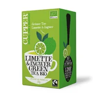 Cupper Teebeutel Bio Limette und Ingwer 20 Stück - Teesorte/Infusion: Limette - Ingwer - Grüntee - Zertifikate: Fairtrade Max Havelaar - EU BIO - Packungsgrösse: 20 Stück - Fairtrade: Ja - Teeform: Teebeutel - Bio: Ja