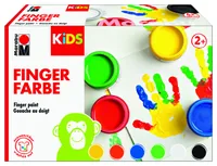 Marabu Fingerfarbe Kids 100 ml, Blau/Gelb/Grün/Rot/Schwarz/Weiss - Art: Fingerfarbe - Detailfarbe: Rot - Gelb - Blau - Schwarz - Grün - Weiss - Set: Ja - Verpackungseinheit: 6 Stück