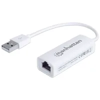 MANHATTAN USB Adapter USB 2.0 -> RJ45 Fast Ethernet weiß
