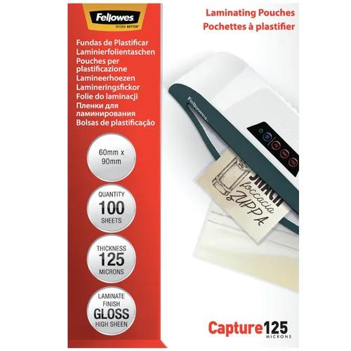 FELLOWES Laminiertasche 60x90mm 5397402 glanz, 125my 100 Stk
