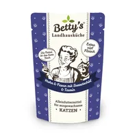 Betty's Landhausküche Nassfutter Huhn und Fasan mit Borretschöl 100 g - Tierbedürfnis: Haut & Fell - Stoffwechsel - Lebensphase: Adult (1-7 Jahre) - Senior (7 Jahre +) - Produkttyp: Alleinfutter - Packungsgrösse: 100 g - Fleischsorte: Fasan - Geflügel - H
