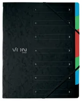 VON Ordnungsmappe Ordnungsmappe 6 Fächer mit 6 Fächern, Schwarz - Typ: Ordnungsmappe - Ausstattung: Fächer - Taben - Gummiband - Detailfarbe: Schwarz - Material: Karton