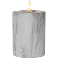 Star Trading LED-Kerze Pillar Flamme Marble Ø 7.5 x 12.5 cm, Grau - Betriebsart: Batteriebetrieb - Fernbedienung: Nein - Aussenanwendung: Nein - Höhe: 12.5 cm - Timerfunktion: Ja - Set: Nein
