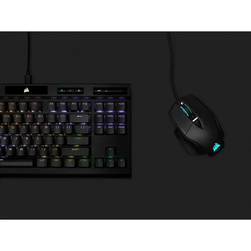 Corsair Gaming-Maus M65 RGB Ultra - Maus Features: Umschaltbare DPI-Auflösung - RGB-Beleuchtung - Daumentaste - Beleuchtung - Herausnehmbare Gewichte - Bedienungsseite: Rechtshänder - Detailfarbe: Lava Schwarz - Schwarz - Gewicht: 97 g - Verbindungsart: V