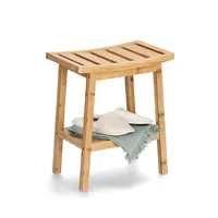 Zeller Present Hocker mit Ablage 40 x 25 x 46 cm, Nature - Tiefe: 25 cm - Breite: 40 cm - Höhe: 46 cm - Belastbarkeit: 100 kg - Sitzhöhe: 46 cm - Detailmaterial: Bambus