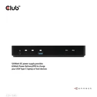 Club 3D Dockingstation CSV-1585 DisplayPort/HDMI KVM - Ladefunktion: Ja - Dockinganschluss: USB-C - Kompatible Hersteller: Universal - Vesa-Bohrung vorhanden: Nein
