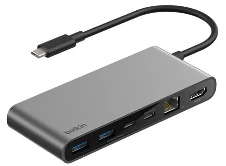 Belkin Dockingstation Connect 8-in-1 USB-C Hub - Ladefunktion: Ja - Dockinganschluss: Dual USB-C - Kompatible Hersteller: Universal - VESA-Bohrung vorhanden: Nein