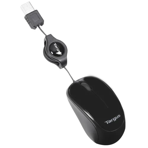 Targus Mobile Maus Compact Blue Trace - Maus-Typ: Mini - Bedienungsseite: Universal - Maus Features: Scrollrad - Detailfarbe: Schwarz - Schnittstelle: USB-A - Verbindungsart: Verkabelt
