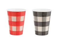 Partydeco Einwegbecher Grill kariert 6 Stück - Produkttyp: Einwegbecher - Materialtyp: Papier - Material: Papier - Detailfarbe: Rot - Schwarz