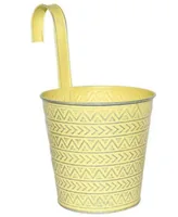 Dameco Übertopf mit Haken Gelb - Einsatzort: Innen und Aussen - Ausstattung: Wandhalterung - Form: Rund - Detailfarbe: Gelb - Volumen: 1.8 l - Material: Metall