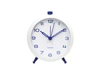 KARLSSON Wecker Button Retro Weiss mit Kobaltblau - Betriebsart: Batteriebetrieb - Funksignal: Nein - Funktionen: Alarm - Weckfunktion - Ausstattung: Zeit - Displaytyp: Analog - Detailfarbe: Blau - Weiss