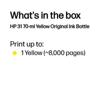 HP 31 70ml Yellow Original Bottled Ink Cartridge for Smart TankSeries Printers Originale