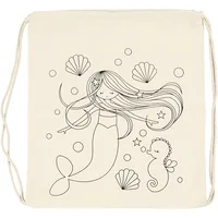 Creativ Company Turnbeutel 37 x 41 cm, Natur, Meerjungfrau, 1 Stk. - Material: Baumwolle - Detailfarbe: Nature - Textil-Art: Turnbeutel