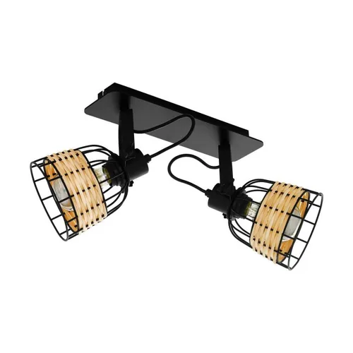 EGLO Leuchten Deckenleuchte ANWICK 1 2x E27 Schwarz/Natur - Leuchten Kategorie: Deckenleuchte - Betriebsart: Netzbetrieb - Lampensockel: E27 - Farbtemperatur Kelvin: Je nach Leuchtmittel - Dimmbar: dimmbar - Farbwiedergabeindex CRI: 0
