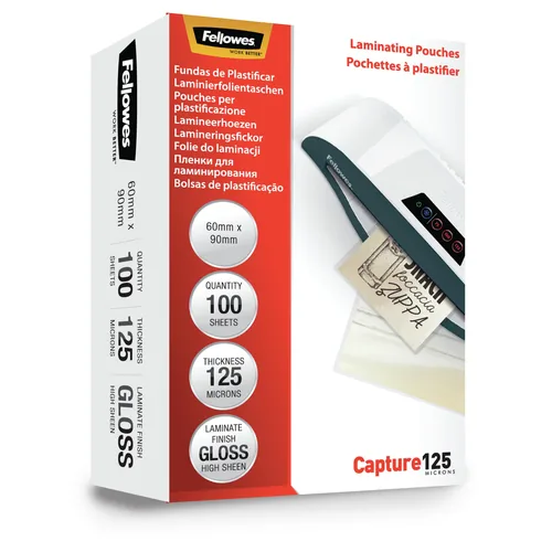 FELLOWES Laminiertasche 60x90mm 5397402 glanz, 125my 100 Stk