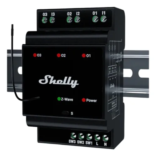 Shelly Relais ""Wave"" Hutschiene Pro 3 Relais max. 48 A 3 Phasen 3x 16A Z-Wave
