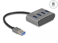Delock USB-Hub 4 x USB 3.0 Typ-A - Stromversorgung: USB - Anzahl Ports: 4 - Detailfarbe: Grau - USB Standard: 3.1 Gen 2 (10 Gbps) - USB Anschluss 2 (Endgerät): USB A - USB Anschluss 1 (Quelle): USB A