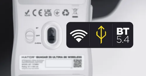 HATOR Quasar 3S Ultima 8K Wireless (HTM660) Black mouse Right-hand RF Wireless + Bluetooth + USB Type-C 30000 DPI