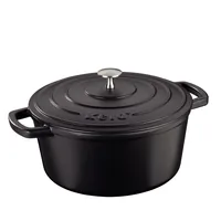 Kela Bräter Calido rund 26 cm, Schwarz - Material: Gusseisen - Topfart: Bräter - Kompatible Kochfelder: Backofen - Glaskeramik - Gas - Halogen - Induktion - Elektro - Antihaftbeschichtung: Nein - Detailfarbe: Schwarz - Spülmaschinenfest: Nein