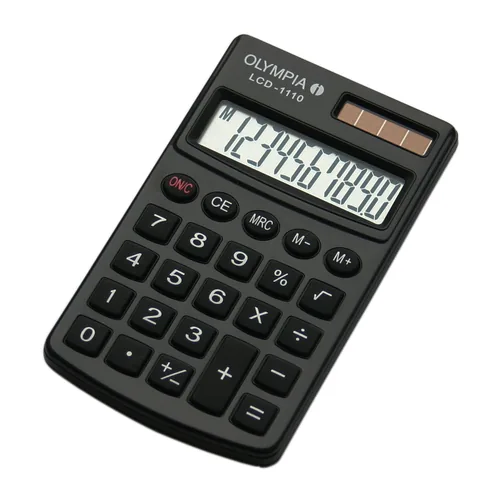 Olympia Taschenrechner LCD 1110 - Stromversorgung: Solarbetrieb - Batteriebetrieb - Typ: Taschenrechner - Detailfarbe: Schwarz - Displaytyp: LCD - Anzahl Zeilen: 1 × - Anzahl Stellen: 10 ×