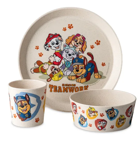 Koziol Kindergeschirrset CONNECT PAW PATROL moon - Art: Kinderbesteckset - Materialtyp: Biokunststoff - Material: Biozirkulärer Kunststoff - Eigenschaften: Aus recyceltem Material - Detailfarbe: Beige - Spülmaschinenfest: Ja